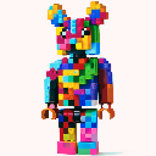 colorful pixel lego blocks arranged in a playful, vibrant composition, showcasing the intricate details and vibrant colors of pixel art in the sRGB color space