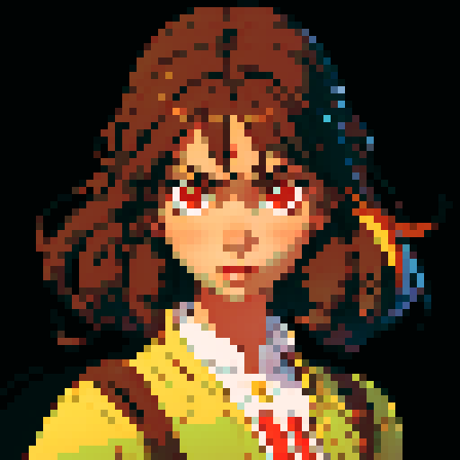 Teenage black girl with light brown hair and red eyes