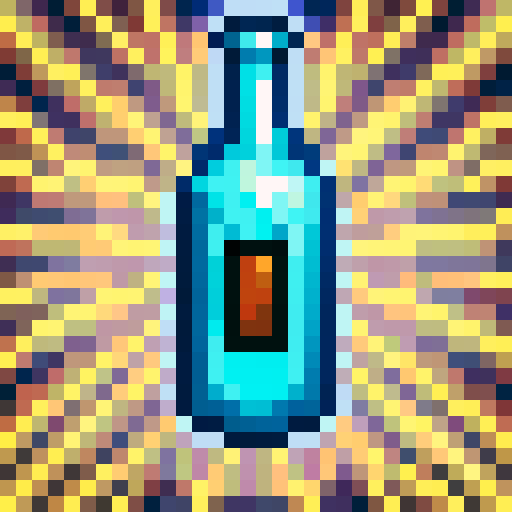 beer bottle cap item, game icon, 32x32 pixel art, sRGB, skill art, close up, portrait, metallic texture, embossed logo, vibrant colors, glossy finish