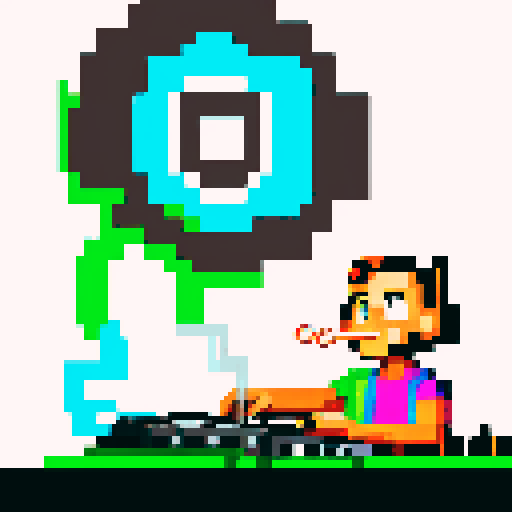 A smoking weed dj, playing at a rave