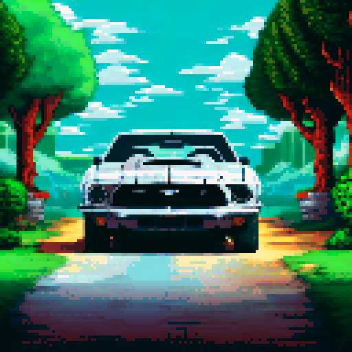photorealistic gray ford mustang, centered, right wheel forward, white clean background, pixel art, sRGB 