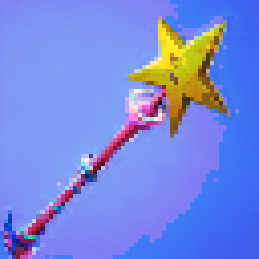 star wand, Fortnite style, game icon, sRGB, skill art, close up, portrait, 2D, 128x128 tool