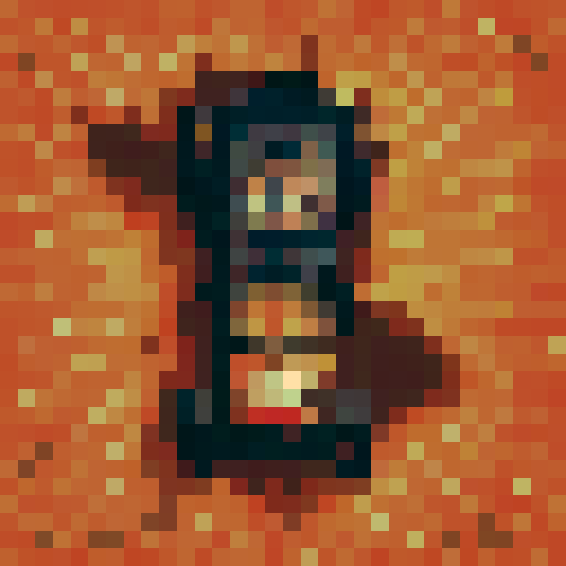 an overhead view of a pixel art vehicle in the style of mad max