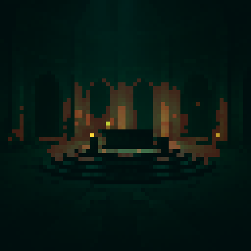 16-bit style with vibrant, retro colors, showcasing a pixelated dungeon room, reminiscent of classic video games