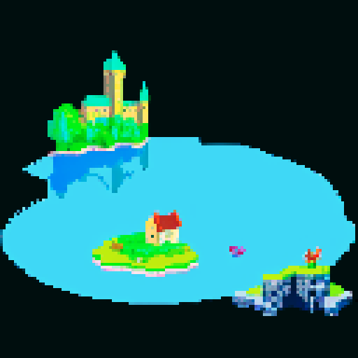 Trout relaxing in pond, castle in background