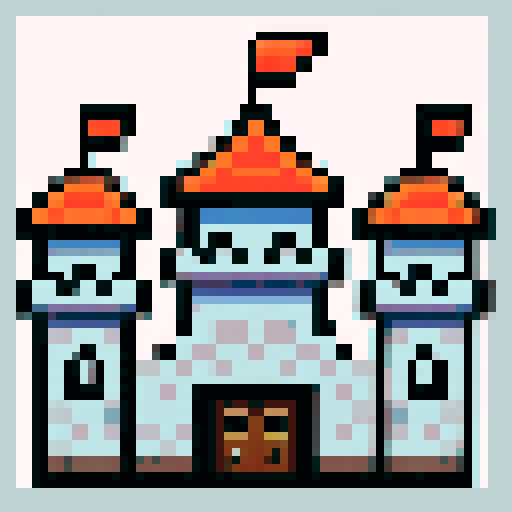 8 bit castle tower, cute, cozy, pixel art, sRGB