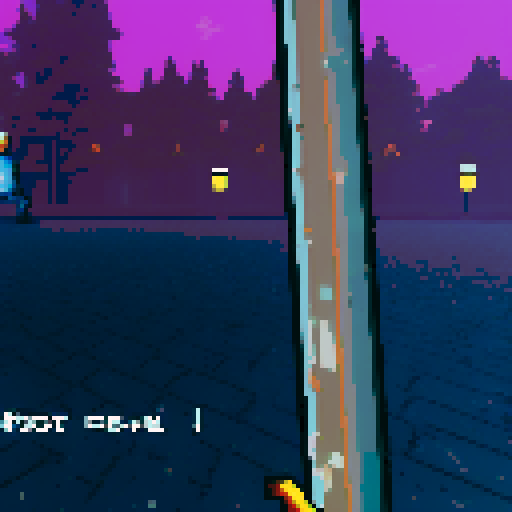 first person perspective, pixel art, sword in right hand, empty left hand