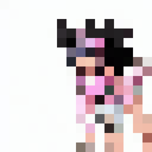 Pink-haired anime girl leaps through a vibrant, neon-lit metropolis teeming with monumental skyscrapers and bustling crowds.