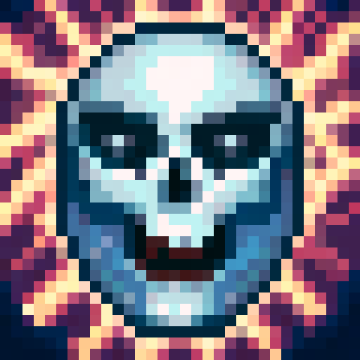 Icon with white skull, cold water and ice. Contrast