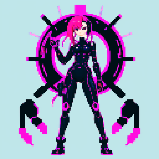 full body cute cyberpunk scorpion with human head, human head is from anime inspired character with vibrant hair, expressive eyes, and a playful smile