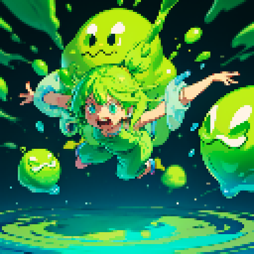 Bouncy slime, slime bouncing, slime splatter