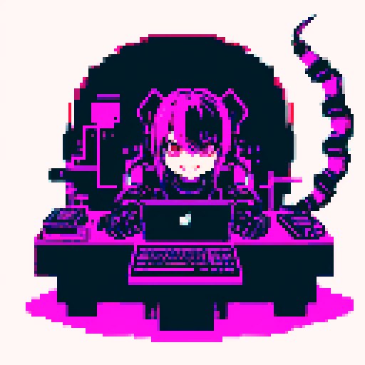 cute cyberpunk scorpion with human head, human head is from anime inspired character with vibrant hair, expressive eyes, and a playful smile, scorpion is playing computer games, tables with potato chips and coca cola, scorpion's tail should be fully in the picture