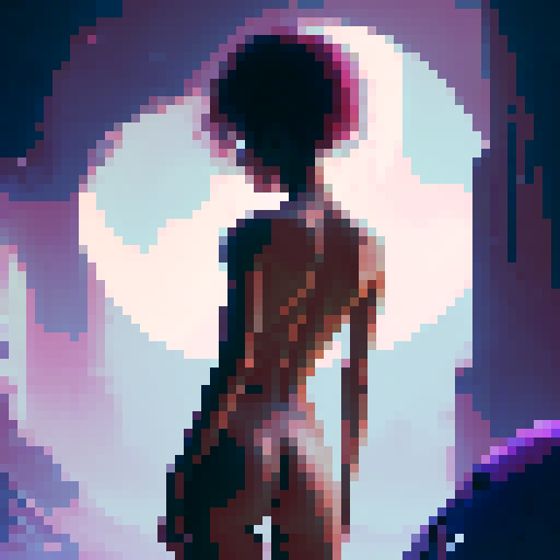 sexy naked woman, bent over with ass facing camera, fingering herself, pixel art porn
