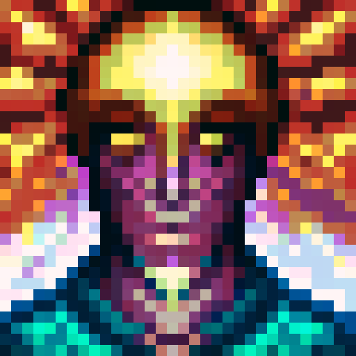 UFO, vibrant blues, deep purples, bright whites, game icon, 32x32 pixel art, sRGB, skill art, close up, portrait