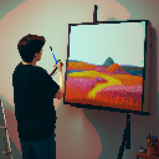 An Artist in their art studio painter or drawing. An artist at work. 