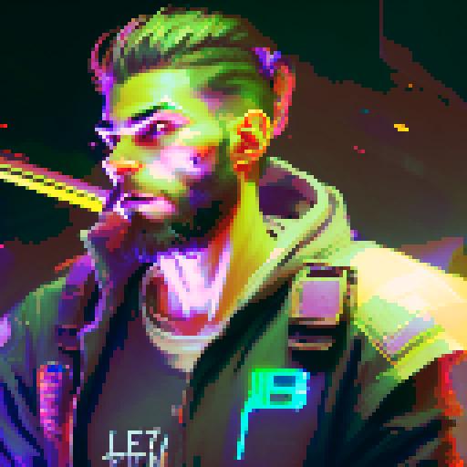 Bearded warrior in a flannel shirt wields dual axes in front of a glowing computer screen, surrounded by neon-colored magic spells
