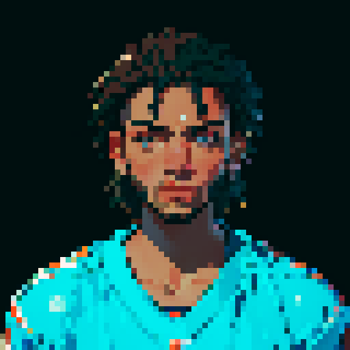 nfl football player, profile view, forward-facing, wearing jersey, no helmet, game icon style, 32x32 pixel art, sRGB, skillful expression, close-up portrait