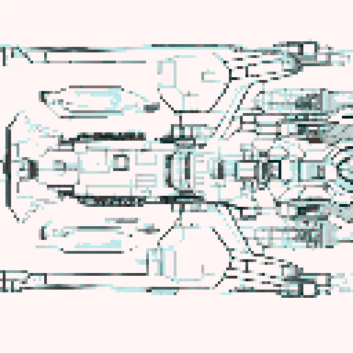 a space battleship, top-down view, gray boarder, red desk