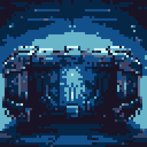 mystery box, stone, metall, shiny, pixel art, sRGB, vibrant colors, glowing lights, intricate patterns