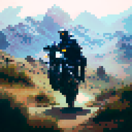 Royal Enfield Himalayan bike parked on rocky terrain, surrounded by towering mountains, with a vibrant sunset sky in the background, all depicted in a art style and in center having Name SPROOKE
