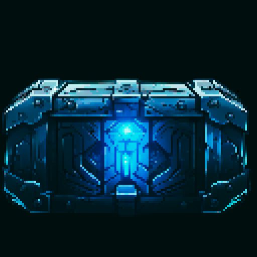 mystery box, shining light, vibrant colors, retro video game aesthetic, pixelated details, 8-bit graphics, sRGB