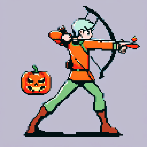 An archer shooting at a pumpkin