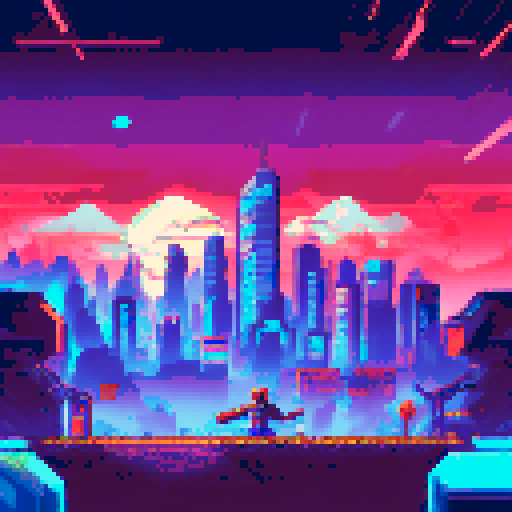 Cyberpunk NES inspired pixel art