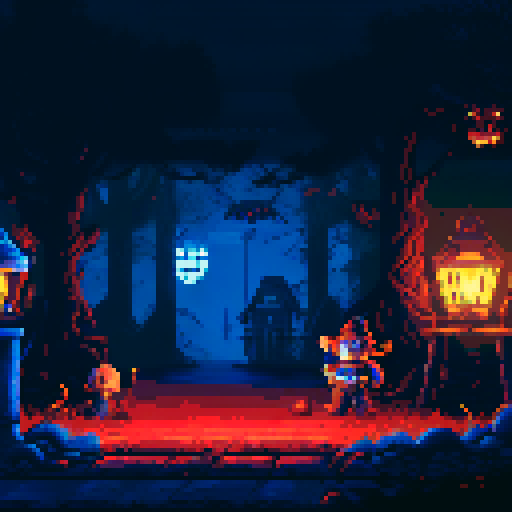 dark entry to indoor kids playground with toys and a strong horror theme