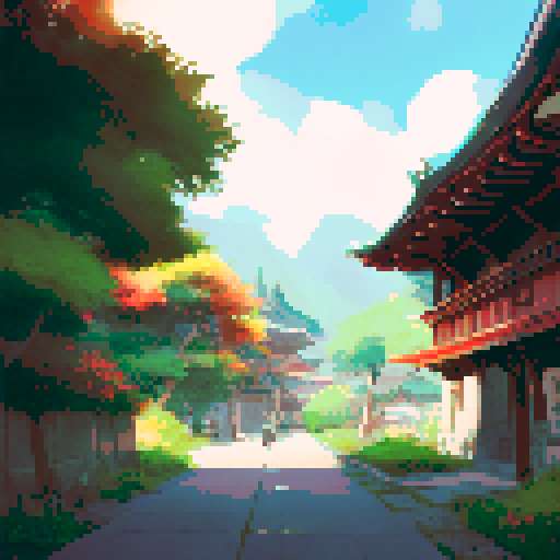 A Medieval Japanese landscape all red, banner size