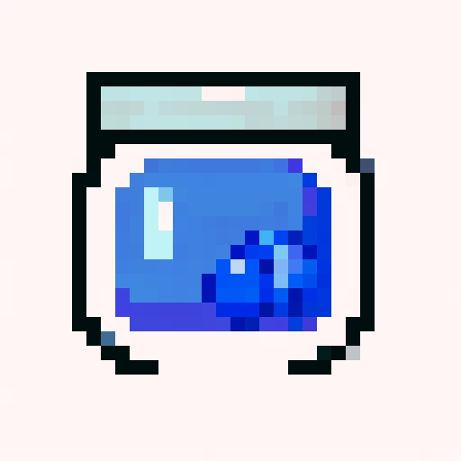 "Create a whimsical close-up portrait of a charming, smiling magic jar character with one big white left eye, a sliver lid, and shiny glass jar - rendered in a playful pixel art style with a vibrant, crisp, simple color palette and clean vector shading that would make for a perfect game icon."
