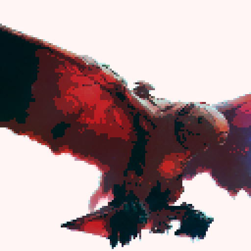 Large black monster bird, swooping in to attack, full view