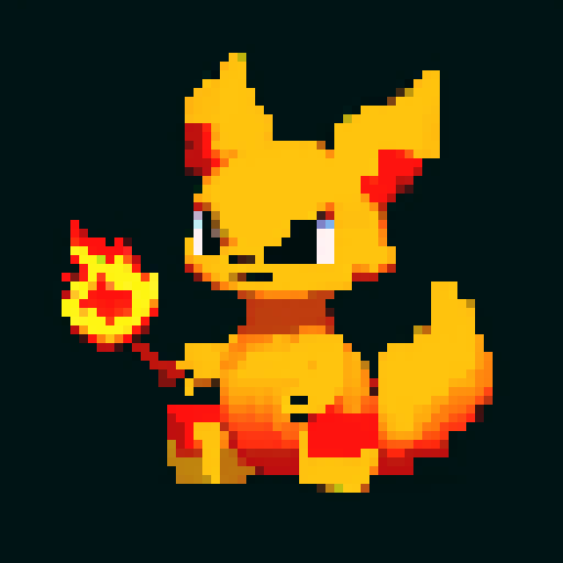 Please can you create d different fire type monster, but similar in design. It's medium size so slightly bigger, but looks more powerful than the one you just designed. 