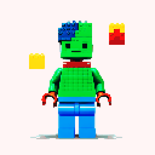 rainbow color lego pixel, vibrant colors, blocky shapes, small plastic bricks, isometric perspective, retro video game, low resolution, 8-bit graphics, sharp edges, square grid, limited color palette, nostalgic feel, brick-built characters, iconic lego logo, digital recreation, detailed textures, crisp lines, simplified forms, nostalgic gaming vibes