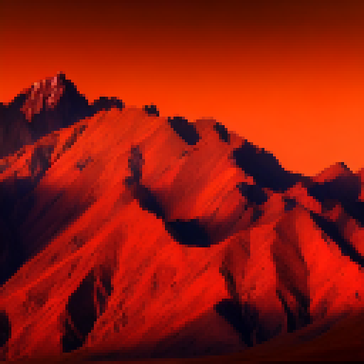 Red sky mountains