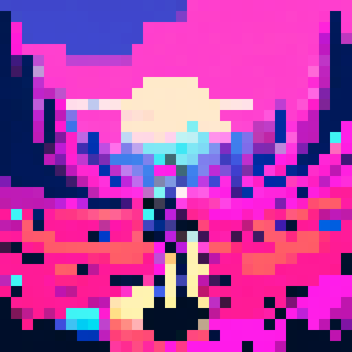 Astronaut exploring an alien landscape, colorful and detailed, pixelated art style, sRGB color space
