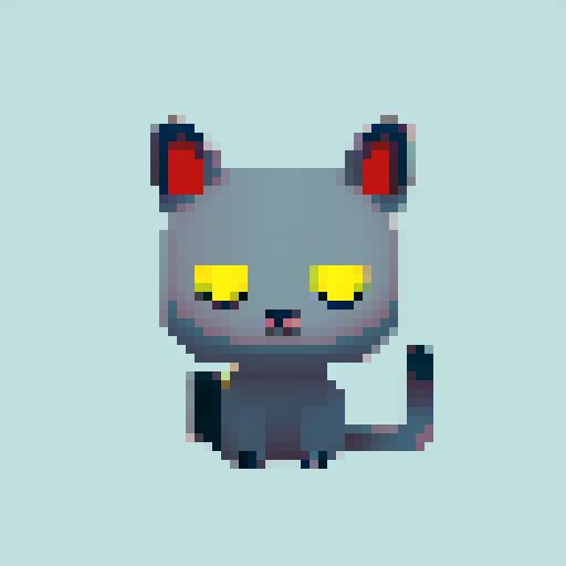 make a grey small cat with yellow eyes, very simple 