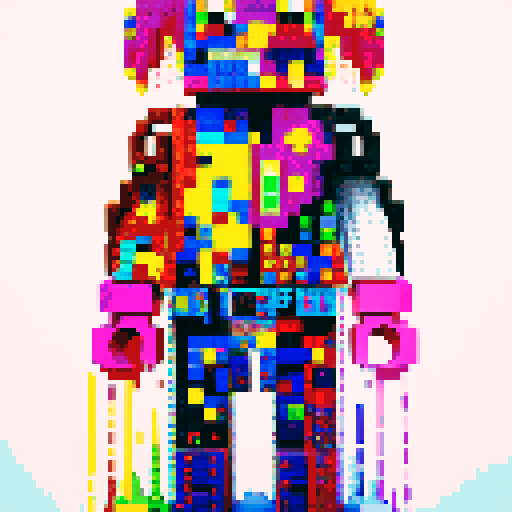 colorful pixel lego blocks arranged in a playful, vibrant composition, showcasing the intricate details and vibrant colors of pixel art in the sRGB color space
