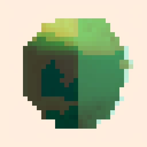 green apple, black outlines, in the center, simple pixel art, plain background