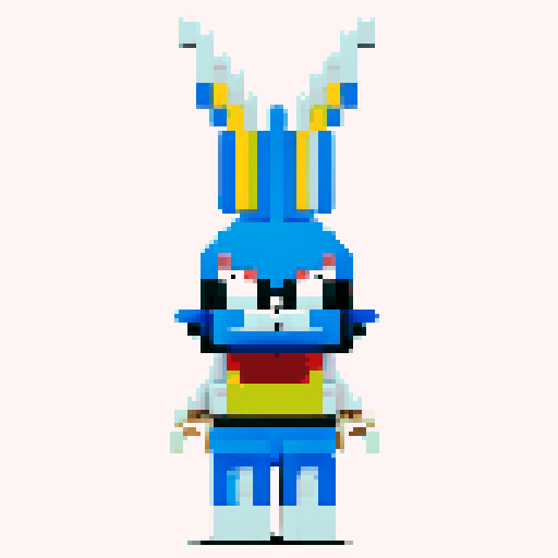 Bugs Bunny, pixelated, Lego, vibrant color palette, sRGB