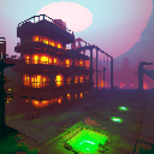 Misty Corrosive Waste Factory
"A mysterious, abandoned factory with a flat, rusted metallic floor for battling, enveloped in a dense pinkish purple mist. The edges of the battleground are bordered by pools of glowing toxic waste and dripping pipes, with rusted machinery faintly visible through the fog. A green glow reflects off the mist, creating a haunting atmosphere."