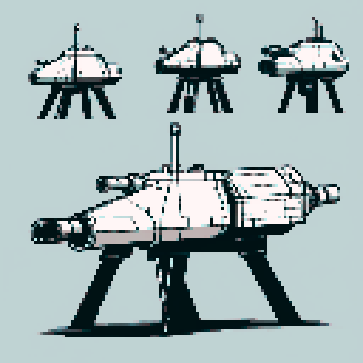 I want a copper structure reminiscent of the gun on top of a turret, seen from a head on two dimensional perspective. The design should be relatively simple. I also want this object usable as an asset in a videogame, meaning only one object per image, outlined with a strong black stroke, on a solid-color background.