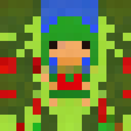 Pixelated pokemon trainer with a focused expression and bright red hat, standing amidst a lush green forest with tall trees and colorful flowers in the background.