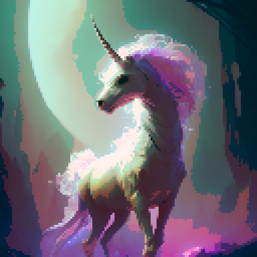 unicorn, flowing maned creature, iridescent spiral horn, ethereal moonlit meadow, mystical atmosphere, enchanting fantasy RPG style, no wings
