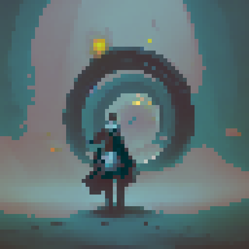 a warrior teleporting through a portal