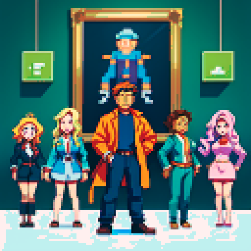 Image, pixel art style, that is like a form of representation of the participation of workers in a company. Workers can have suits or normal clothes but not casual ones. Whatever, but it represents the participation of workers in a company
