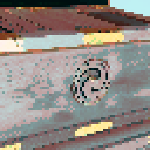 wooden chest with gold corners, gold decorations, front view, pixel art, sRGB