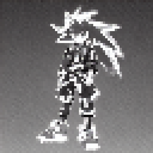 Dancing in a monochromatic world, a TikTok star with big, expressive eyes and spiky hair performs fluid, exaggerated movements in the style of anime.