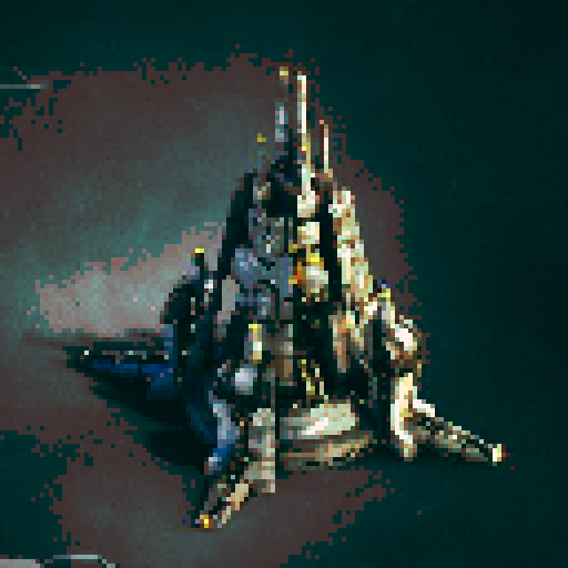 A mechanized Volcanic Factory Building built over the top of a greek ruin.  A Prop Building for a mehca RTS Game