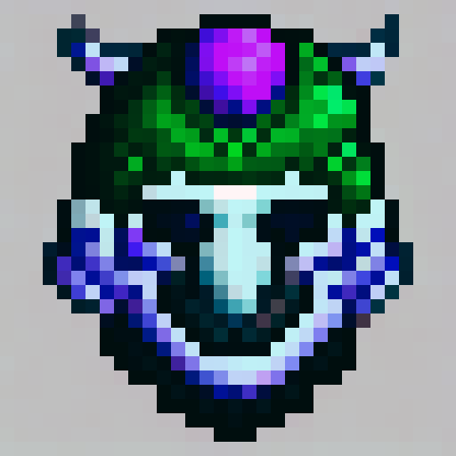 purple and green warlock helmet with black evil horns