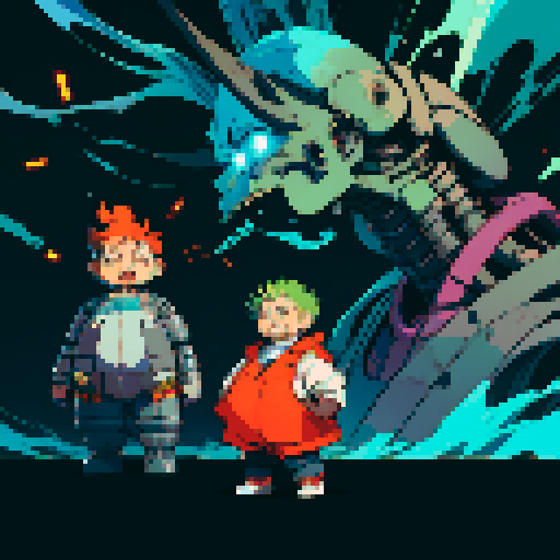 fat mad scientist, facing left, full-body image, exaggerated features, pixelated details, robot workshop backdrop, sRGB color palette